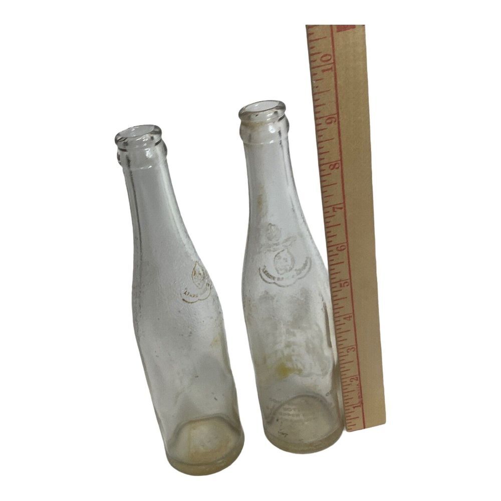 2 Vintage Lemmy Bottle Lemonade Glass Pop Austin Minnesota Clear NO Stickers